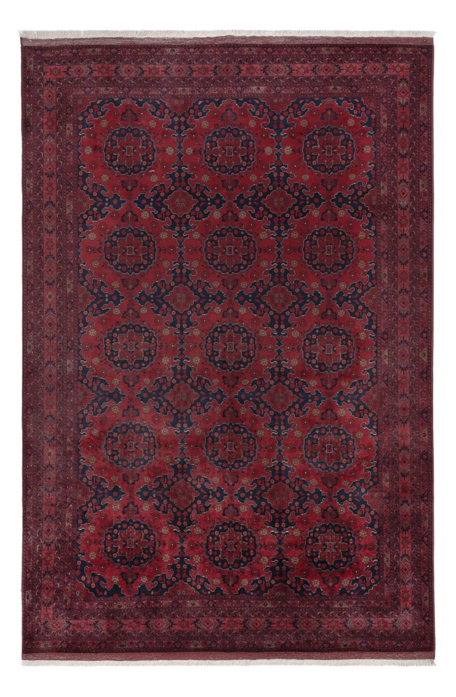 Afghan Teppich 204x298cm - Orientteppich - dunkelrot