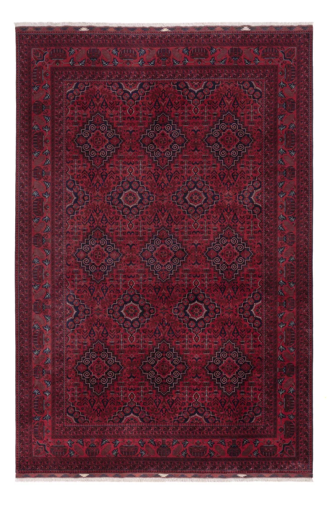 Afghan Teppich 201x301cm - Orientteppich - dunkelrot