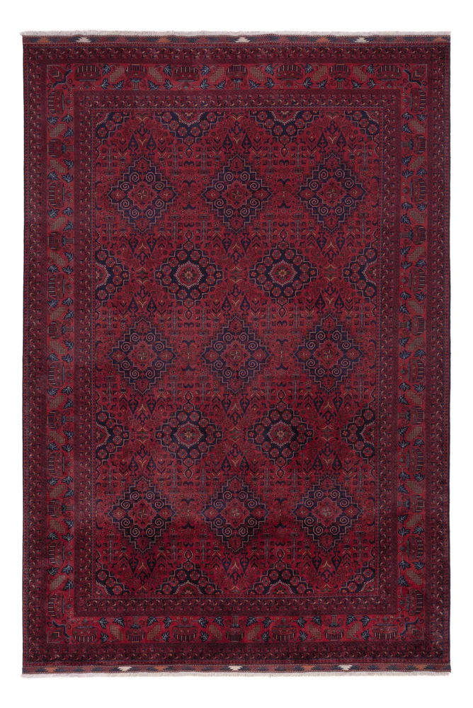 Afghan Teppich 202x300cm - Orientteppich - dunkelrot