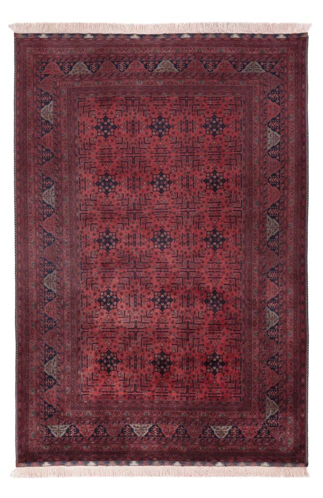 Afghan Teppich 198x299cm - Orientteppich - dunkelrot