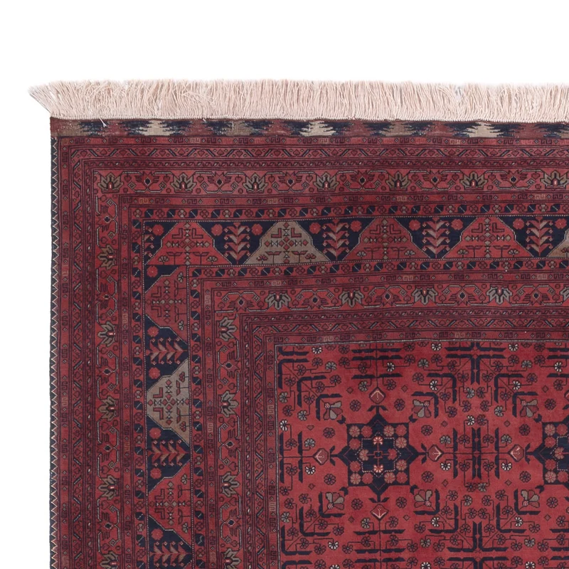 Afghan Teppich 198x299cm - Orientteppich - dunkelrot