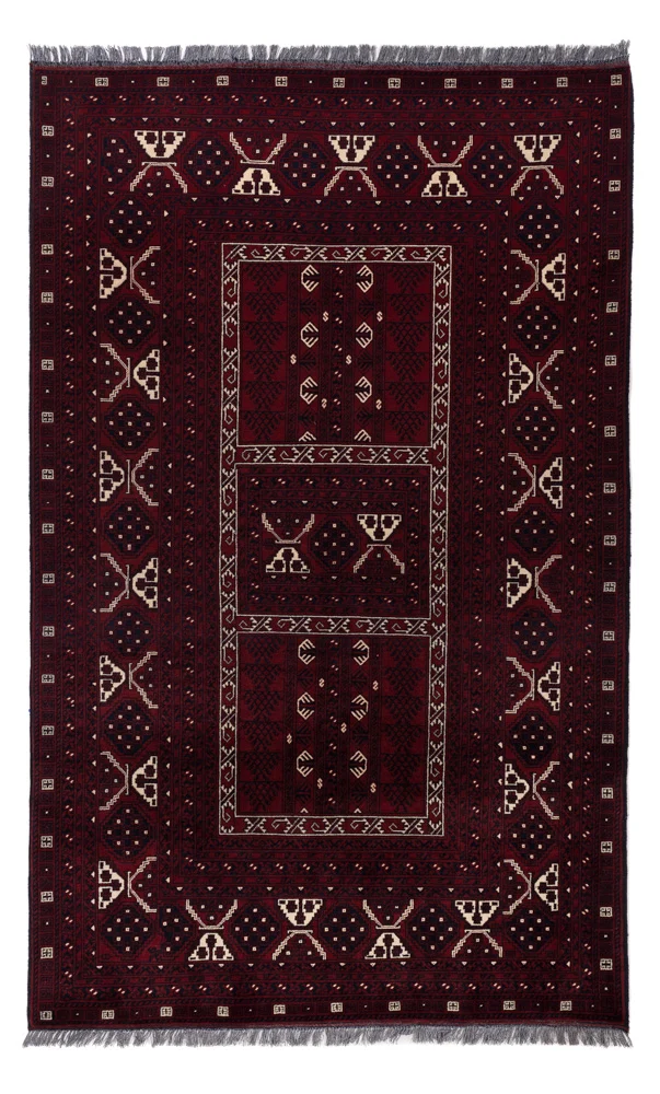 Afghan Teppich 150x249cm - Orientteppich - dunkelrot
