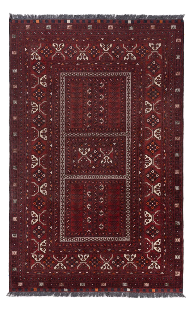 Afghan Teppich 156x241cm - Orientteppich - dunkelrot