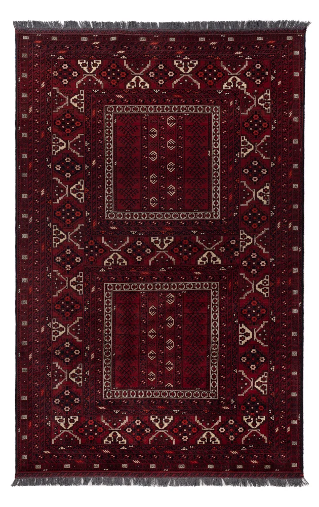 Afghan Teppich 153x242cm - Orientteppich - dunkelrot