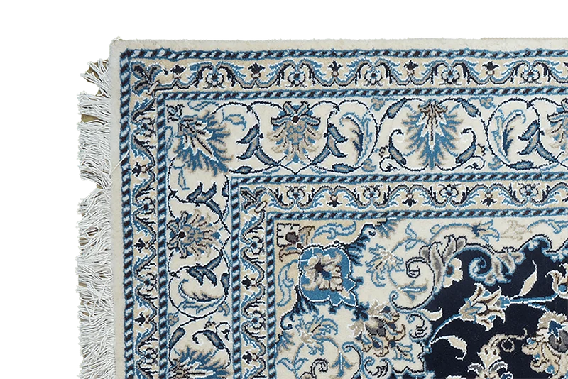 Nain 12La · Handgeknüpft – Blau, 206x153 cm