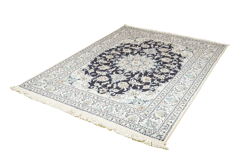 Nain 12La · Handgeknüpft – Blau, 206x153 cm