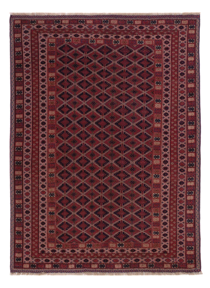 Kelim Afghan Teppich 151x209cm - dunkelrot