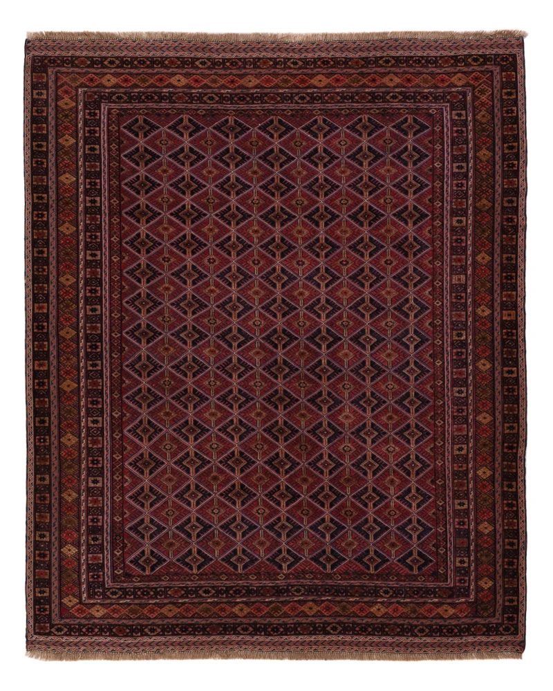 Kelim Afghan Teppich 159x196cm - dunkelrot