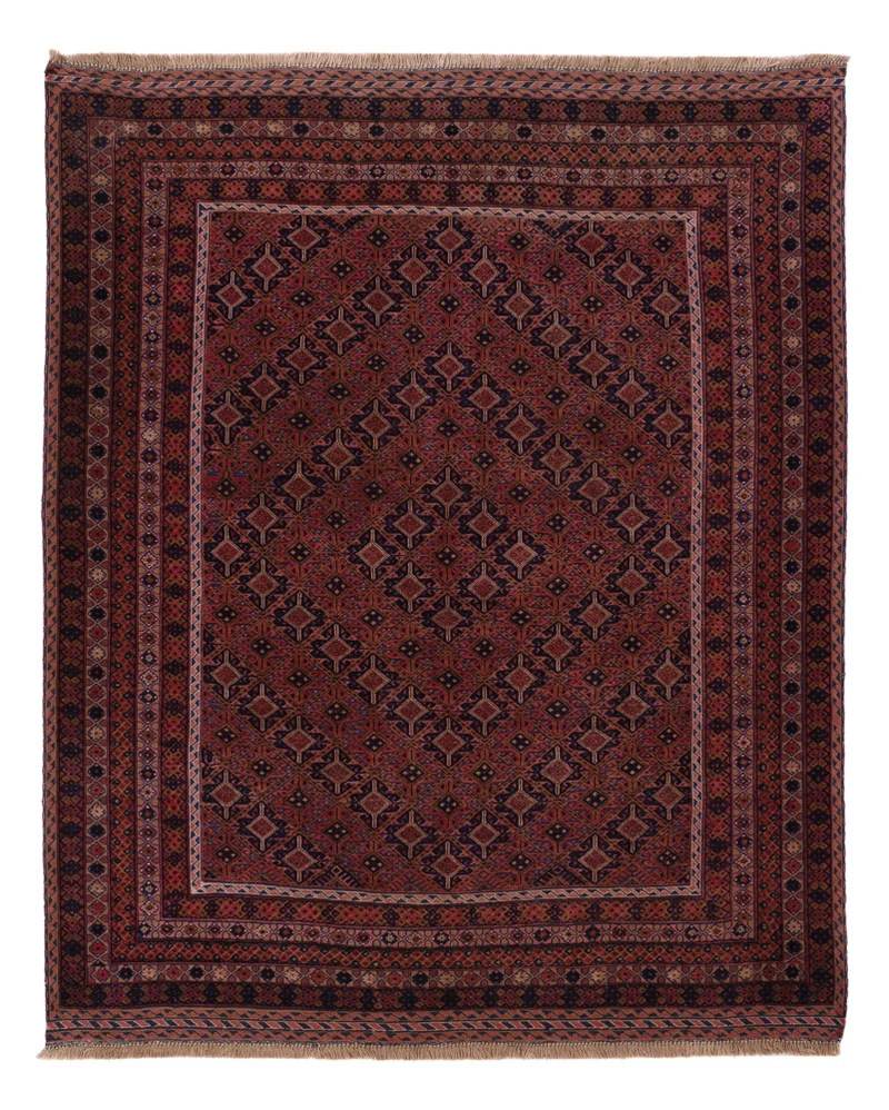 Kelim Afghan Teppich 161x197cm - dunkelrot