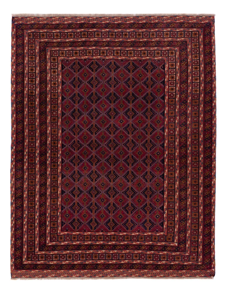 Kelim Afghan Teppich 158x197cm - dunkelrot
