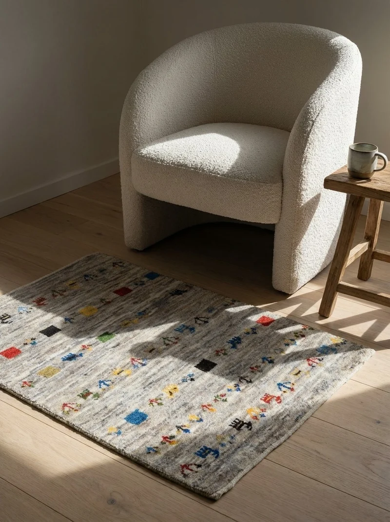 Gabbeh Sonnat · Handgeknüpft – Beige, 90x60 cm