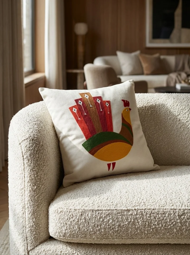 Kelim Kissen · Handgefertigt – Beige, 50x50 cm