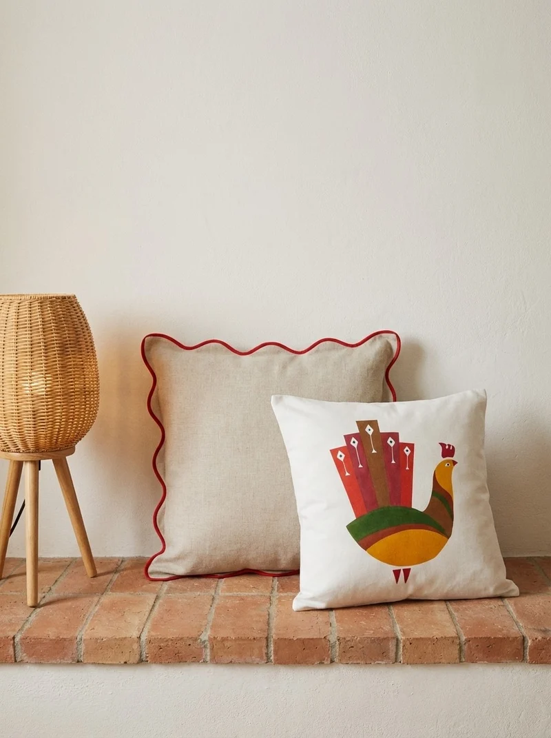 Kelim Kissen · Handgefertigt – Beige, 50x50 cm