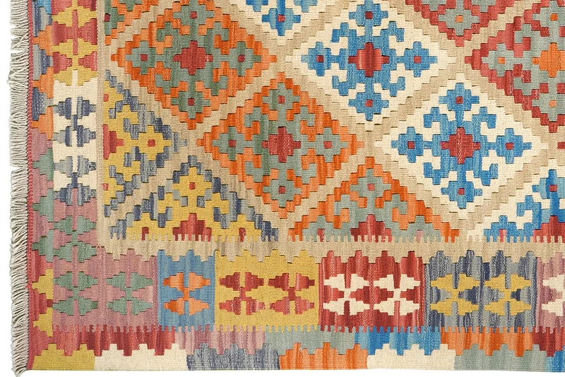 Kelim Gashgai · Handgewebt – Beige, 205x156 cm