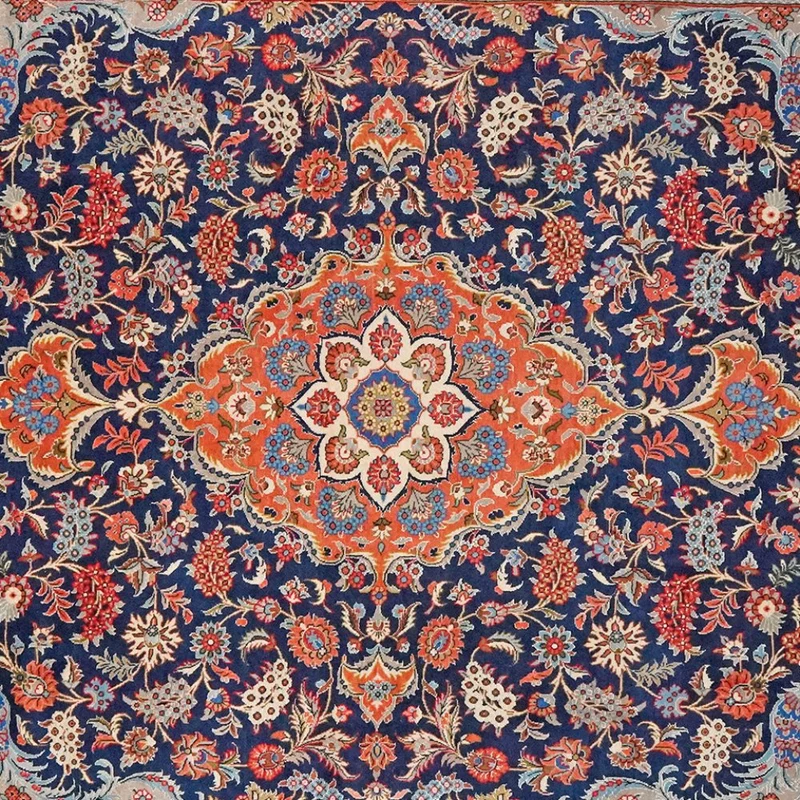 Kashan · Handgeknüpft – Blau, 293x202 cm