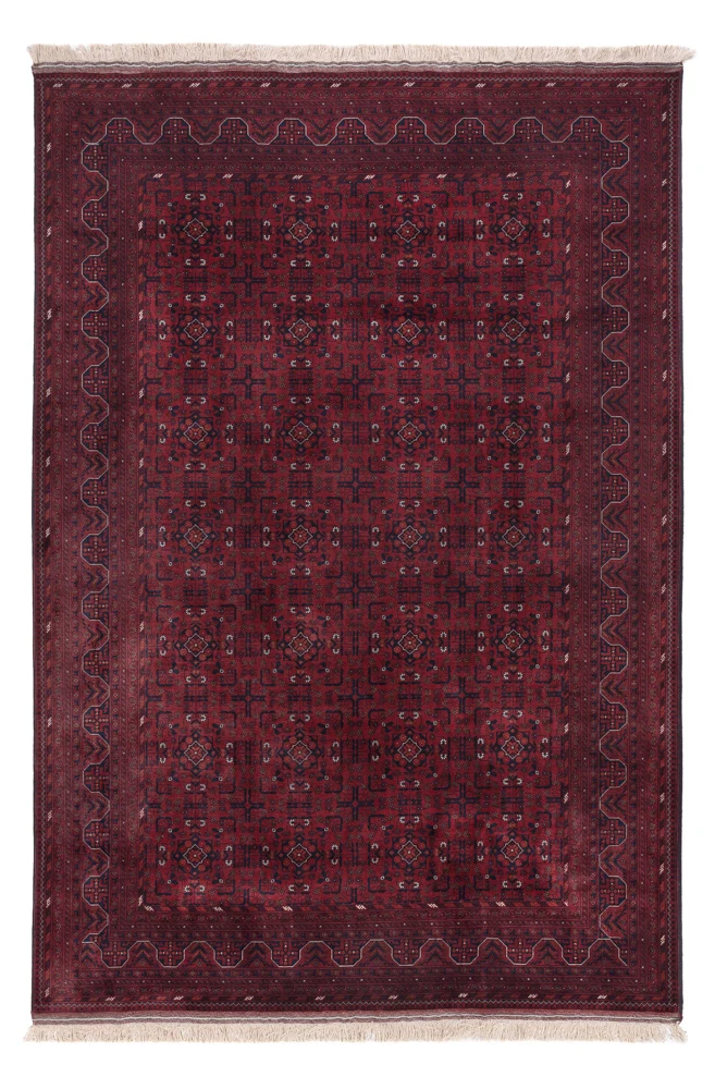 Afghan Teppich 199x298cm - Orientteppich - dunkelrot