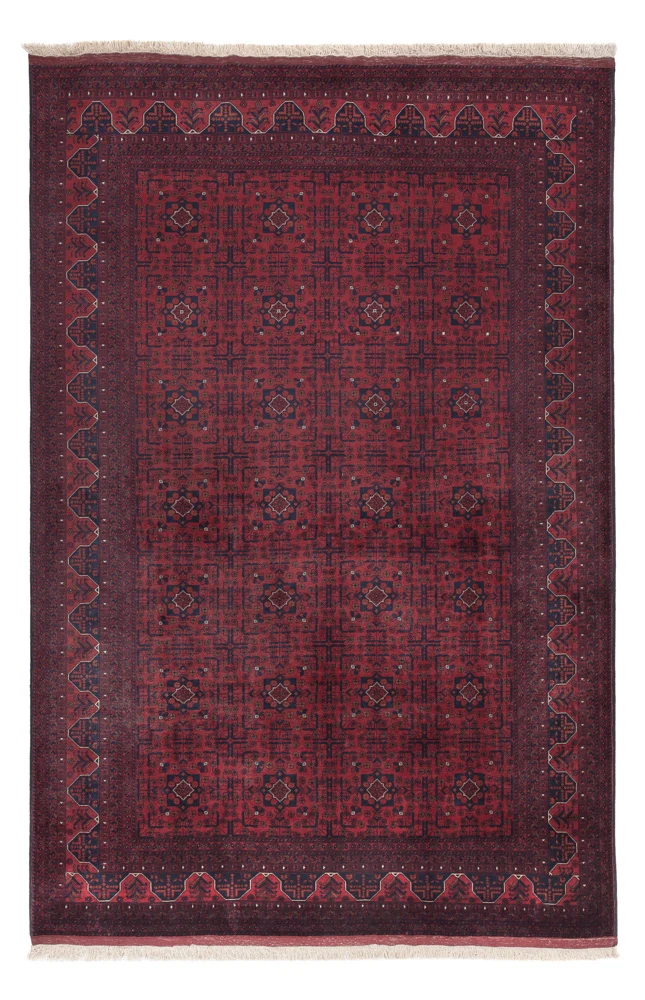 Afghan Teppich 199x299cm - Orientteppich - dunkelrot