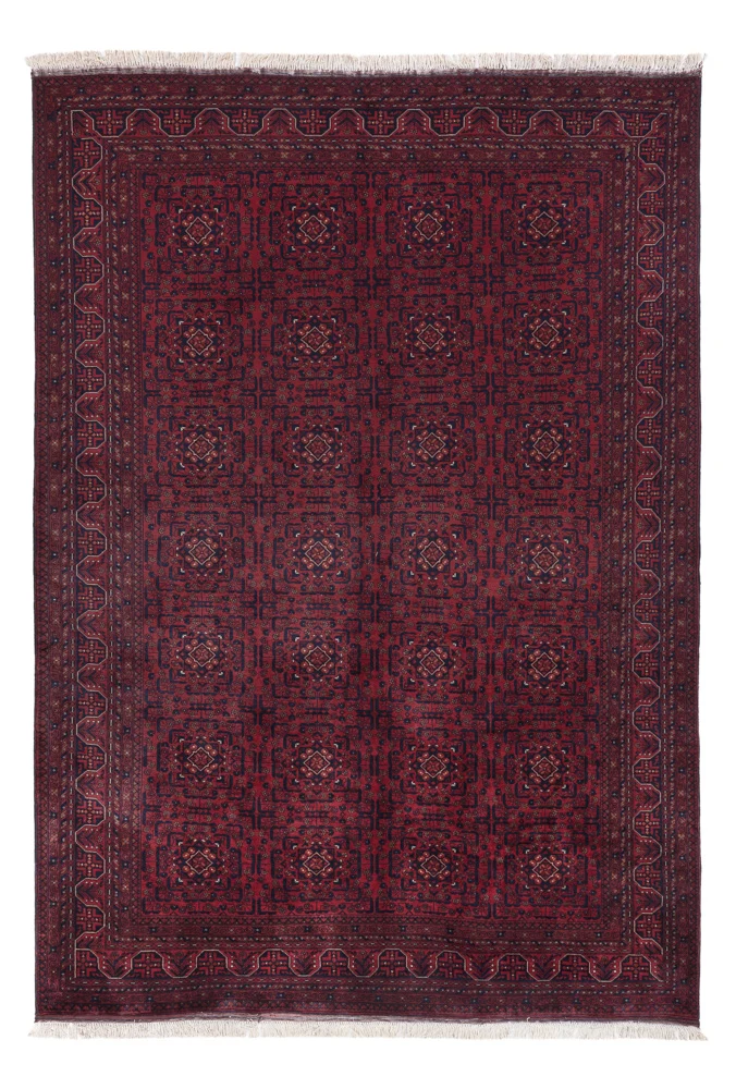 Afghan Teppich 196x283cm - Orientteppich - dunkelrot