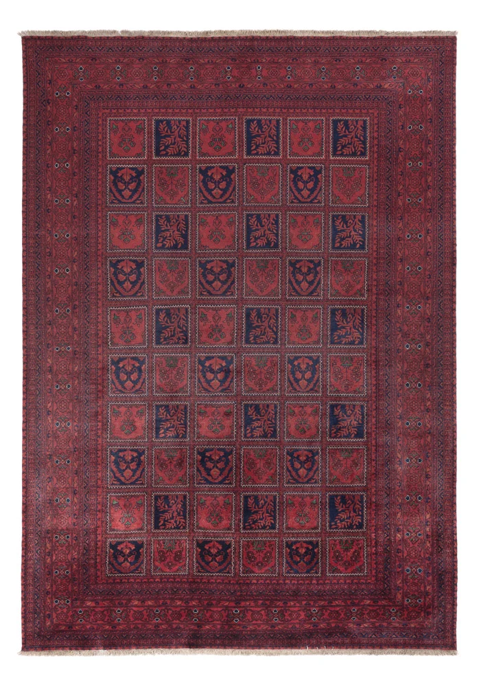 Afghan Teppich 195x285cm - Orientteppich - dunkelrot