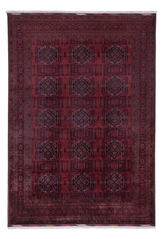 Afghan Teppich 200x296cm - Orientteppich - dunkelrot