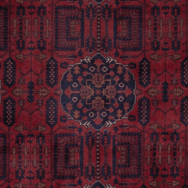 Afghan Teppich 200x296cm - Orientteppich - dunkelrot