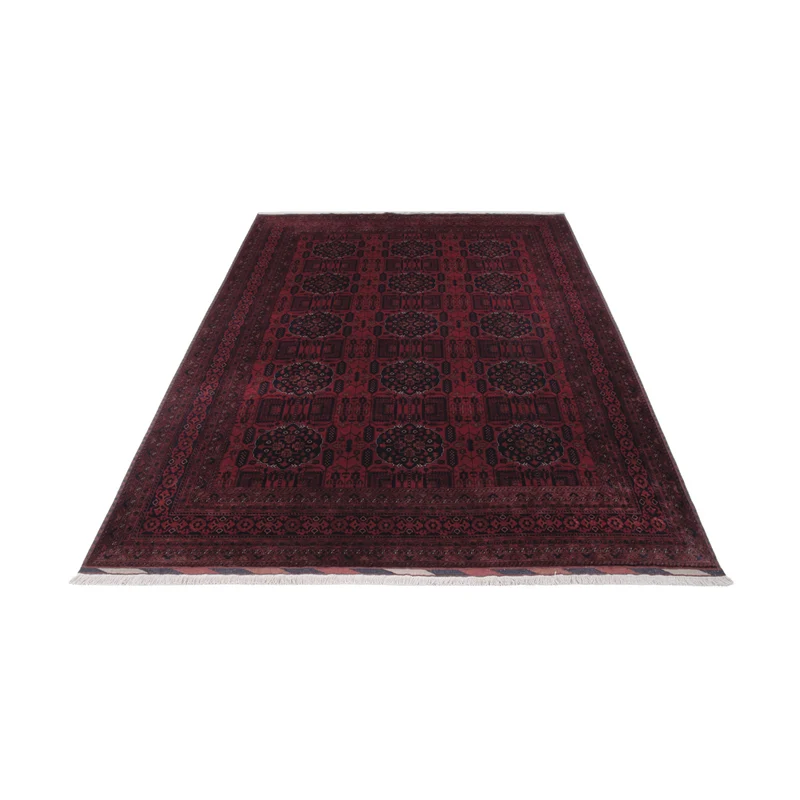 Afghan Teppich 200x296cm - Orientteppich - dunkelrot