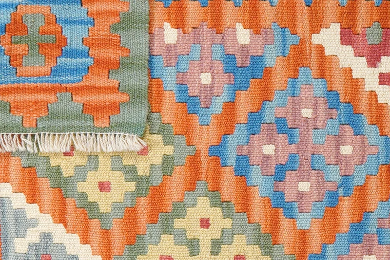 Kelim Gashgai · Handgewebt – Orange, 127x84 cm