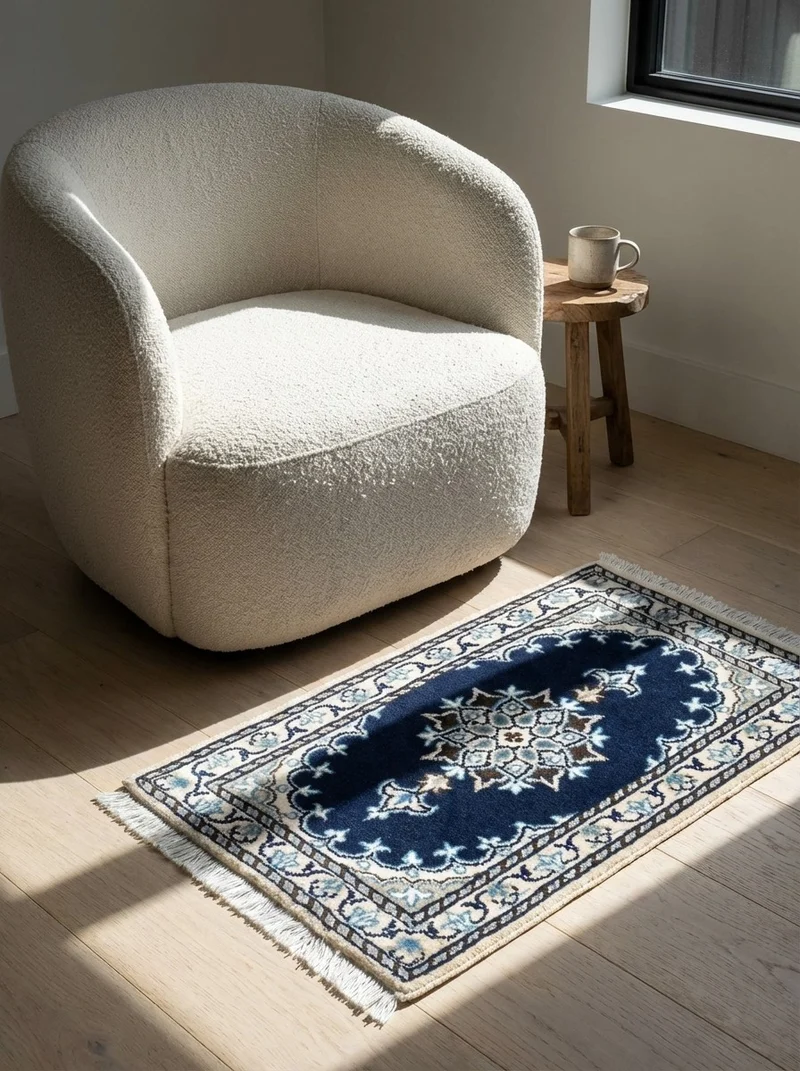 Nain 12La · Handgeknüpft – Blau, 60x40 cm