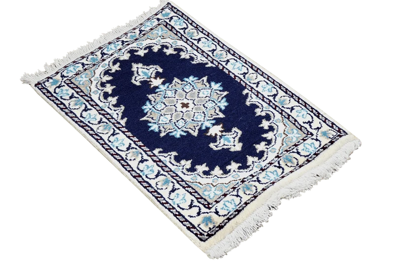 Nain 12La · Handgeknüpft – Blau, 60x40 cm