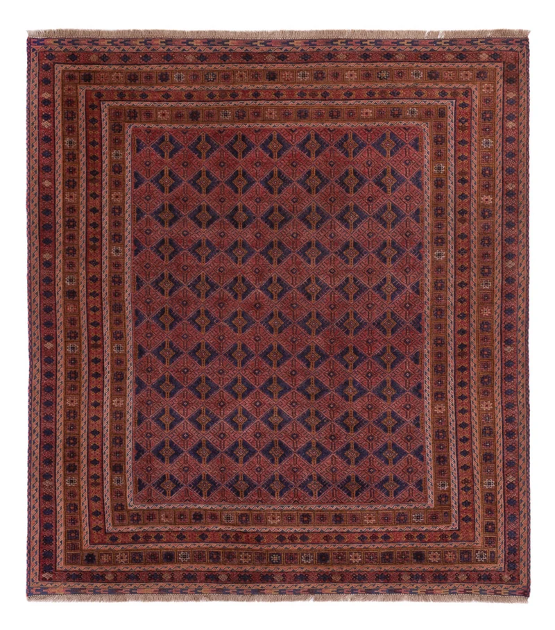 Kelim Afghan Teppich 168x190cm - dunkelrot