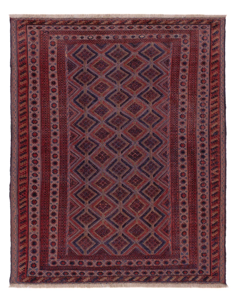 Kelim Afghan Teppich 158x196cm - dunkelrot