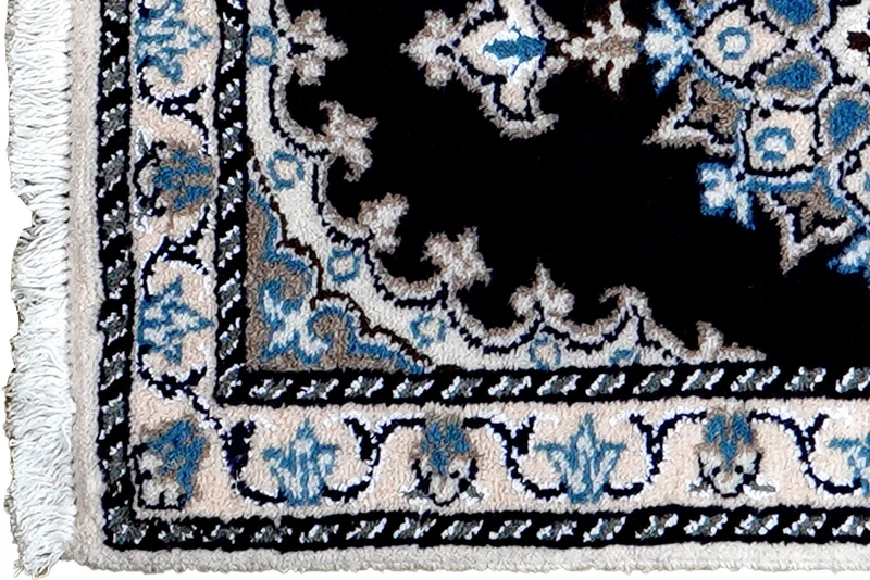 Nain 12La · Handgeknüpft – Blau, 60x38 cm