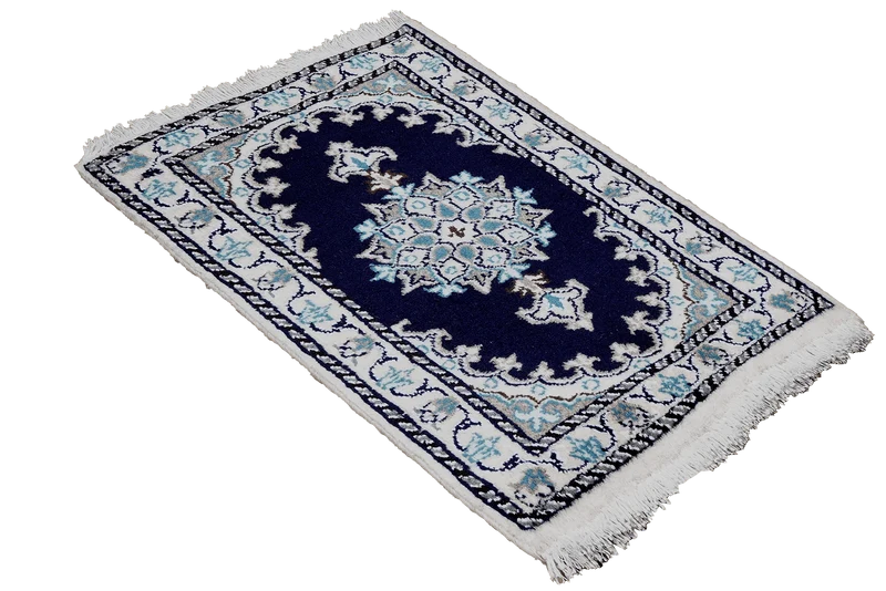 Nain 12La · Handgeknüpft – Blau, 60x38 cm