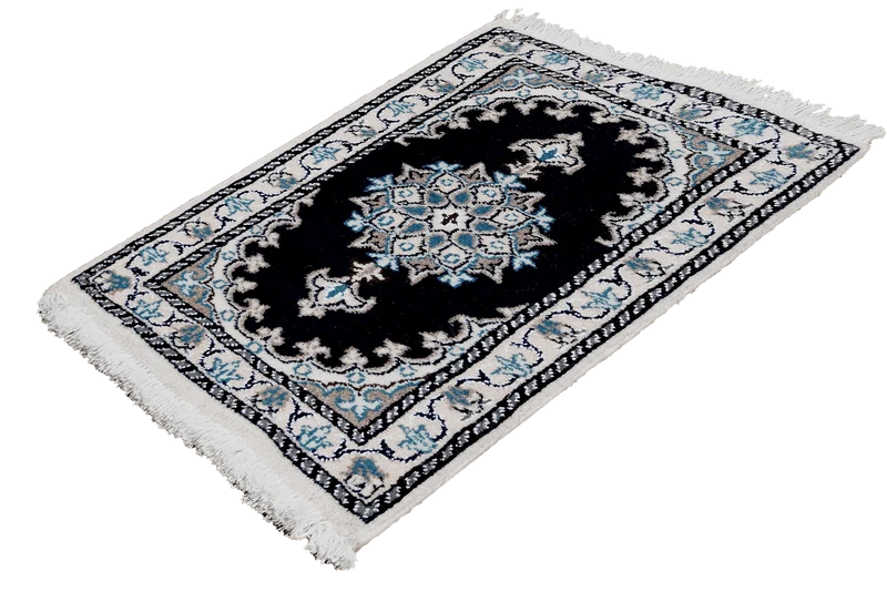 Nain 12La · Handgeknüpft – Blau, 60x38 cm
