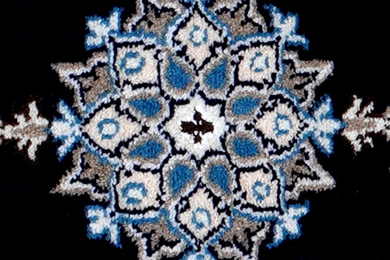 Nain 12La · Handgeknüpft – Blau, 60x38 cm