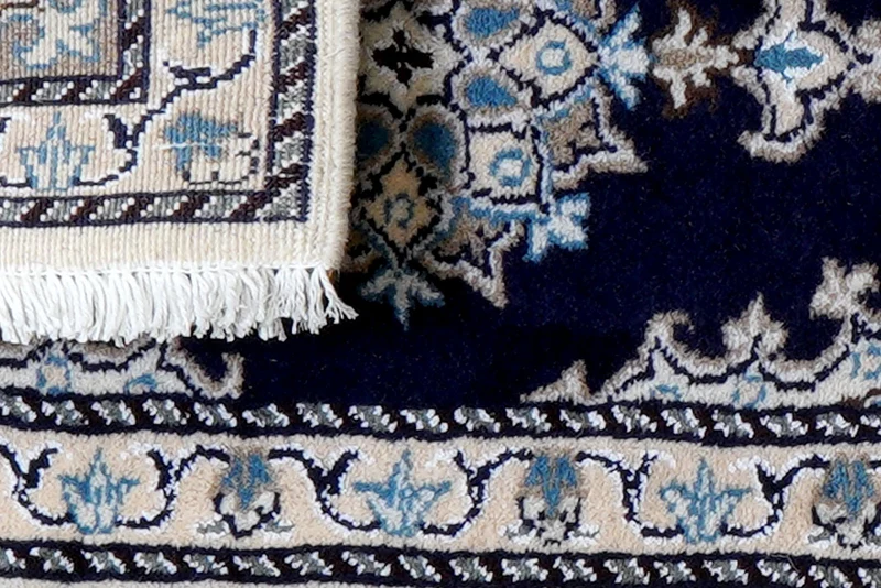 Nain 12La · Handgeknüpft – Blau, 60x38 cm