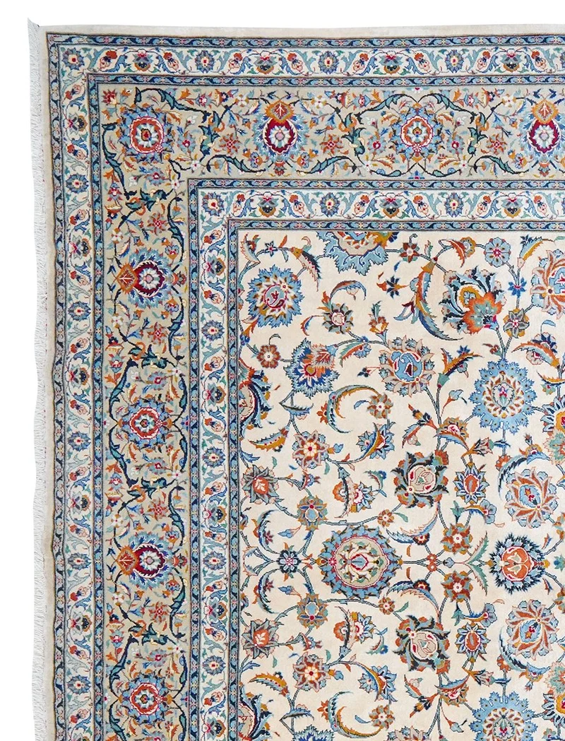 Kashan · Handgeknüpft – Beige, 378x266 cm