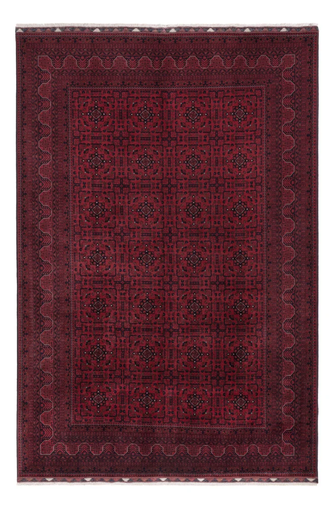 Afghan Teppich 202x294cm - Orientteppich - dunkelrot