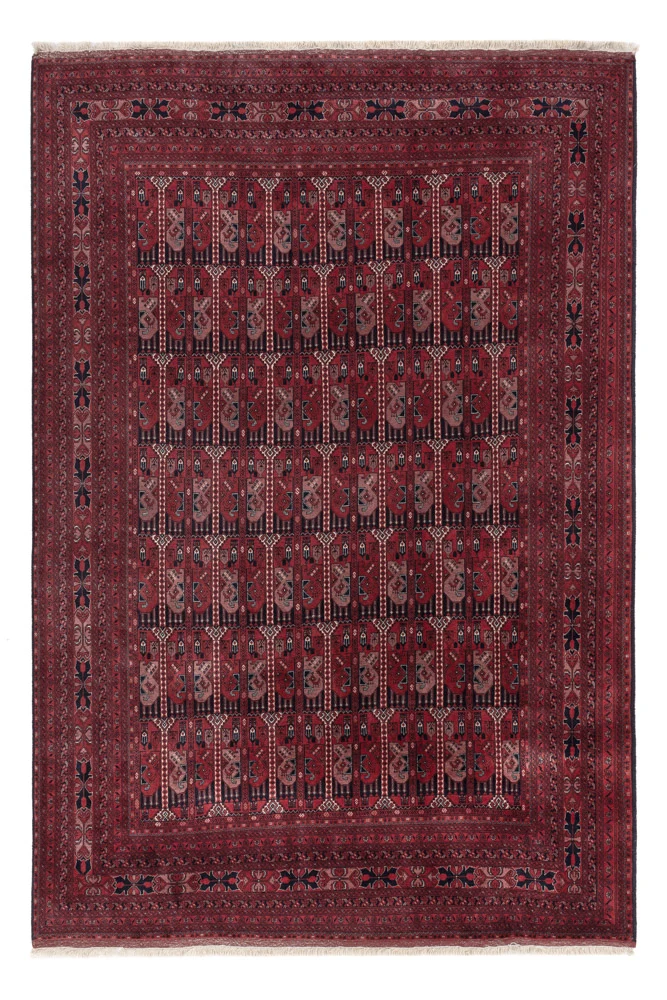 Afghan Teppich 199x294cm - Orientteppich - dunkelrot