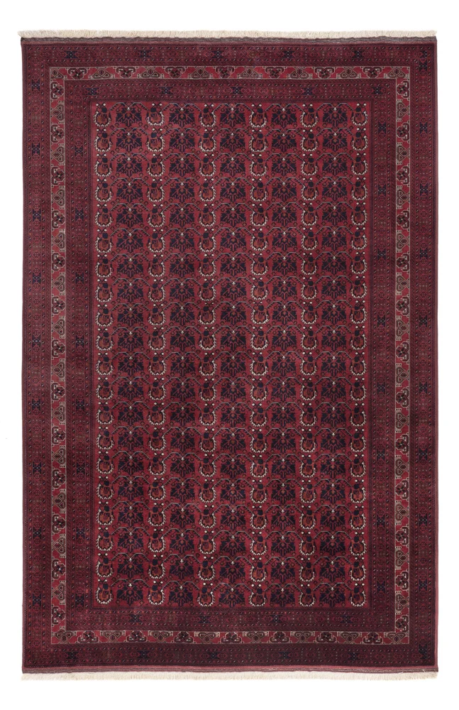 Afghan Teppich 194x303cm - Orientteppich - dunkelrot