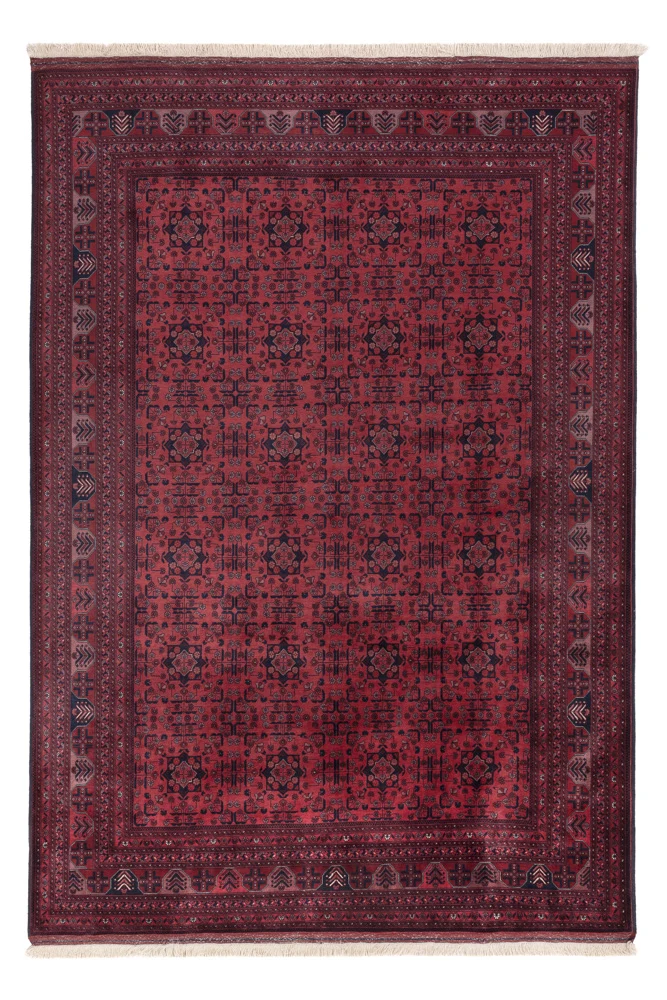 Afghan Teppich 199x292cm - Orientteppich - dunkelrot