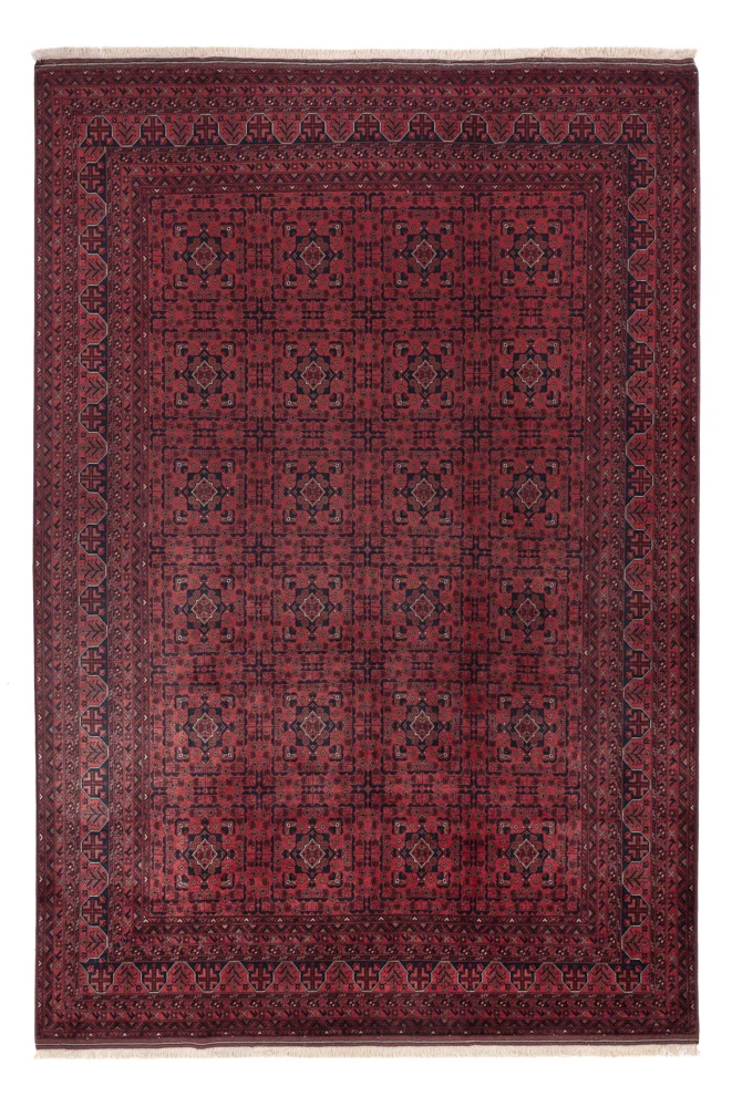 Afghan Teppich 199x294cm - Orientteppich - dunkelrot
