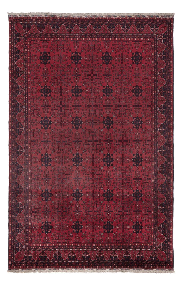 Afghan Teppich 193x302cm - Orientteppich - dunkelrot