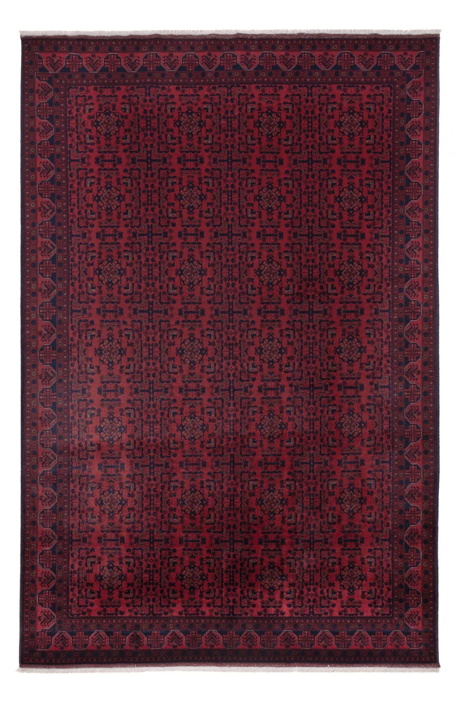 Afghan Teppich 195x298cm - Orientteppich - dunkelrot