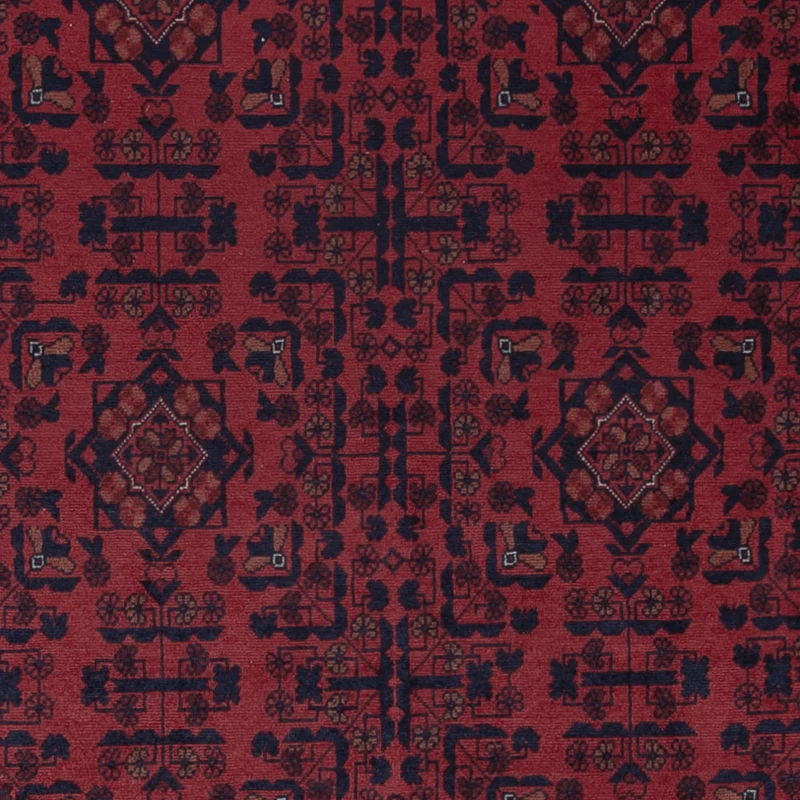 Afghan Teppich 195x298cm - Orientteppich - dunkelrot