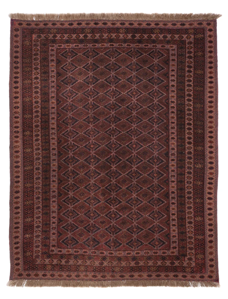 Kelim Afghan Teppich 163x203cm - dunkelrot