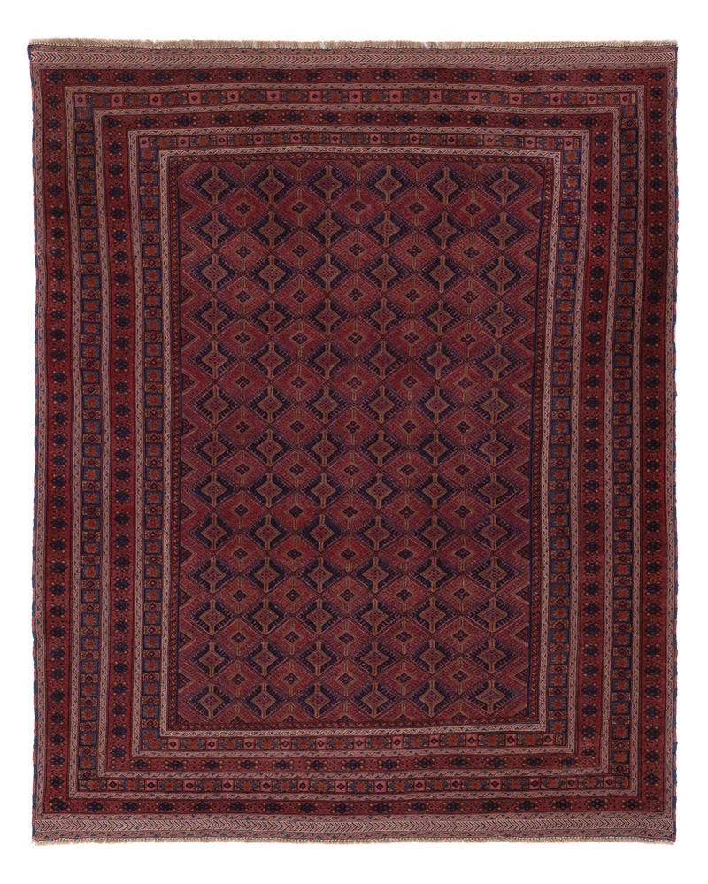 Kelim Afghan Teppich 163x205cm - dunkelrot