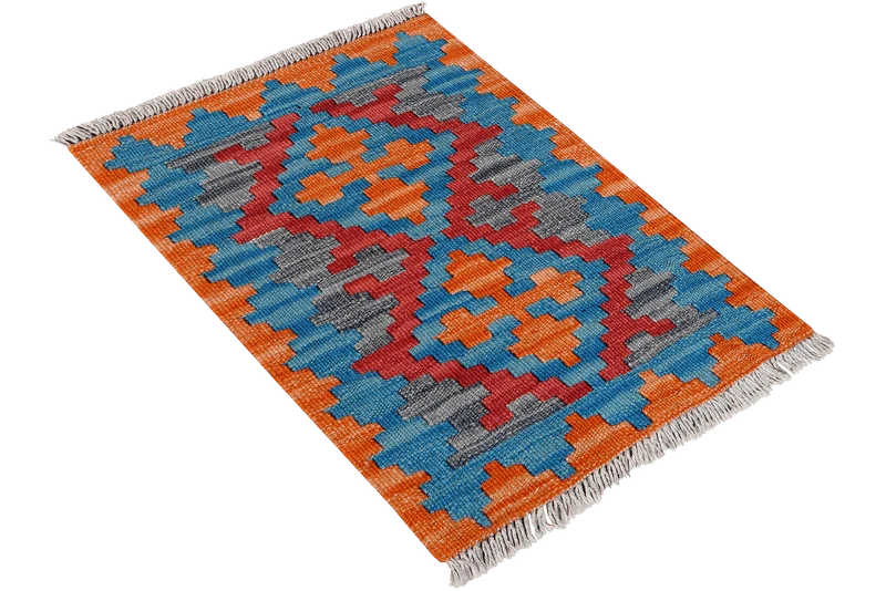 Kelim Gashgai · Handgewebt – Blau, 60x45 cm