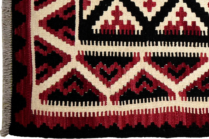 Kelim Gashgai · Handgewebt – Schwarz, 291x91 cm
