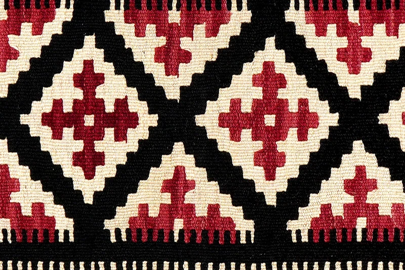 Kelim Gashgai · Handgewebt – Schwarz, 291x91 cm